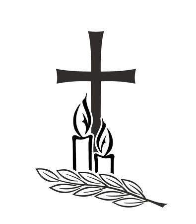 33292274-dekoration-fur-beerdigungen-mit-kreuz-und-kerzen